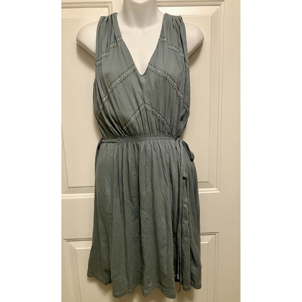 NWT Synergy Organic Cotton Clothing Blue Sleeveless‎ Knit Knee Length Dress S
